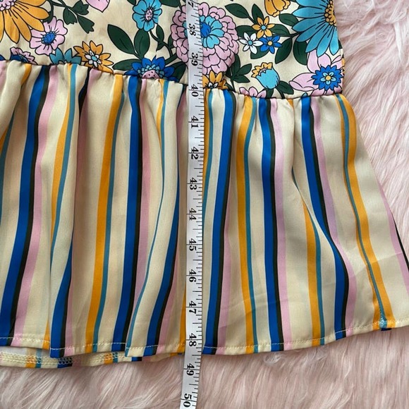 NEW - TOPSHOP Mix and Match Stripe and Floral Retro Midi Dress in Multi - Size 2 - Picture 15 of 16